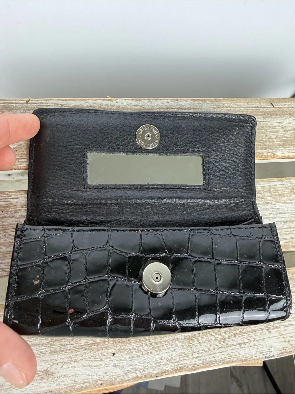 Brighton black crocodile embossed lipstick case or small accessory holder.