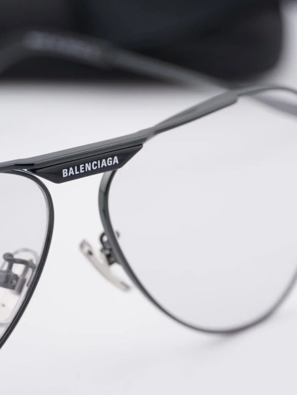 Balenciaga BB0244S 004 Aviator Sunglasses - Gunmetal / Light Grey