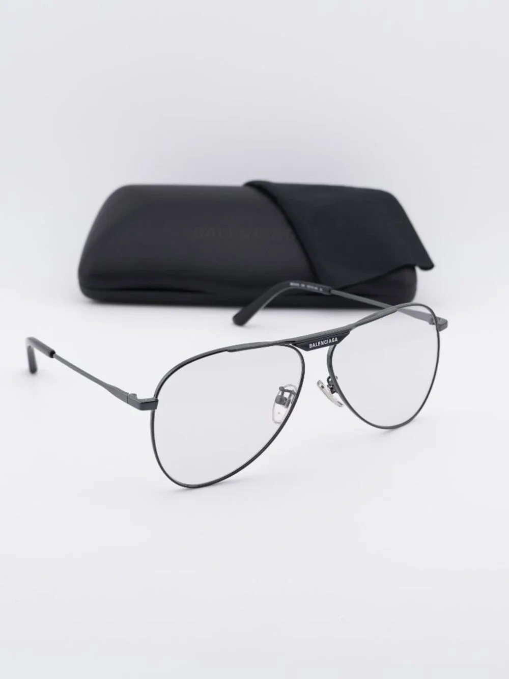 Balenciaga BB0244S 004 Aviator Sunglasses - Gunmetal / Light Grey