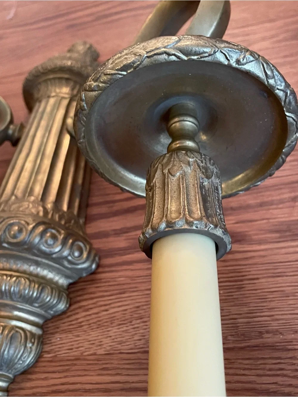 Antique E F Caldwell Large‎ Bronze 2 Light Sconce Gilt Patina