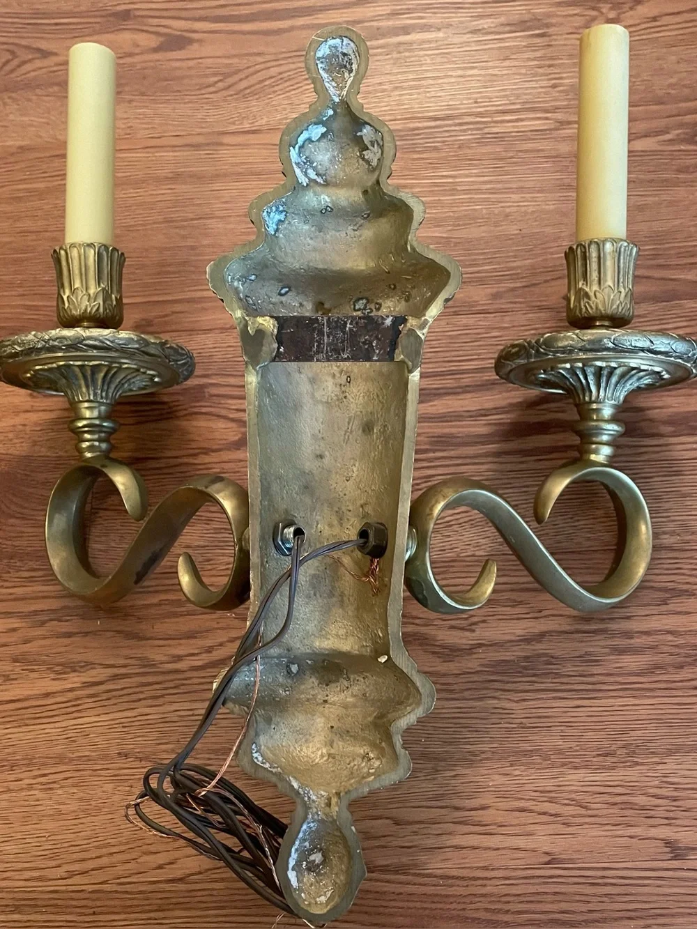 Antique E F Caldwell Large‎ Bronze 2 Light Sconce Gilt Patina