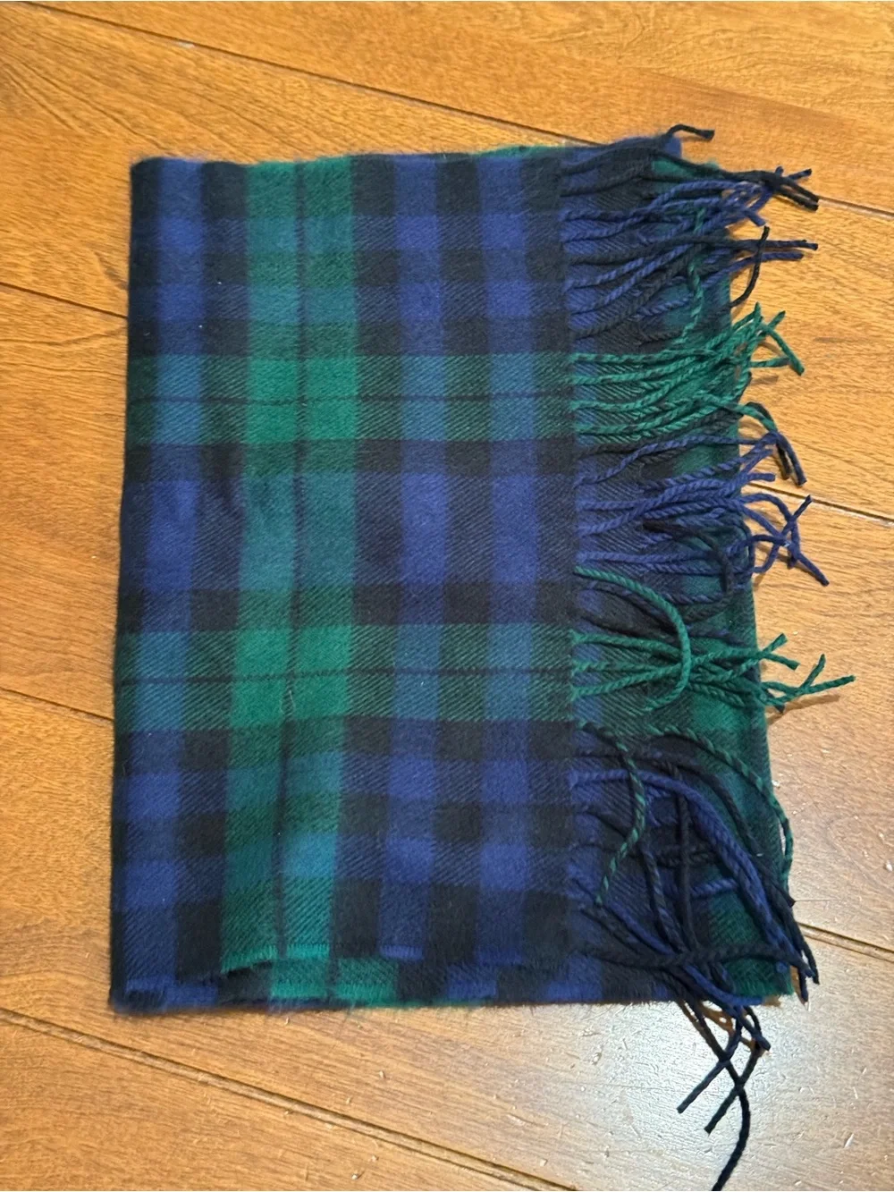 Vintage 100% Cashmere Black Watch Tartan Scarf – Hand Tailored, Made in Germany