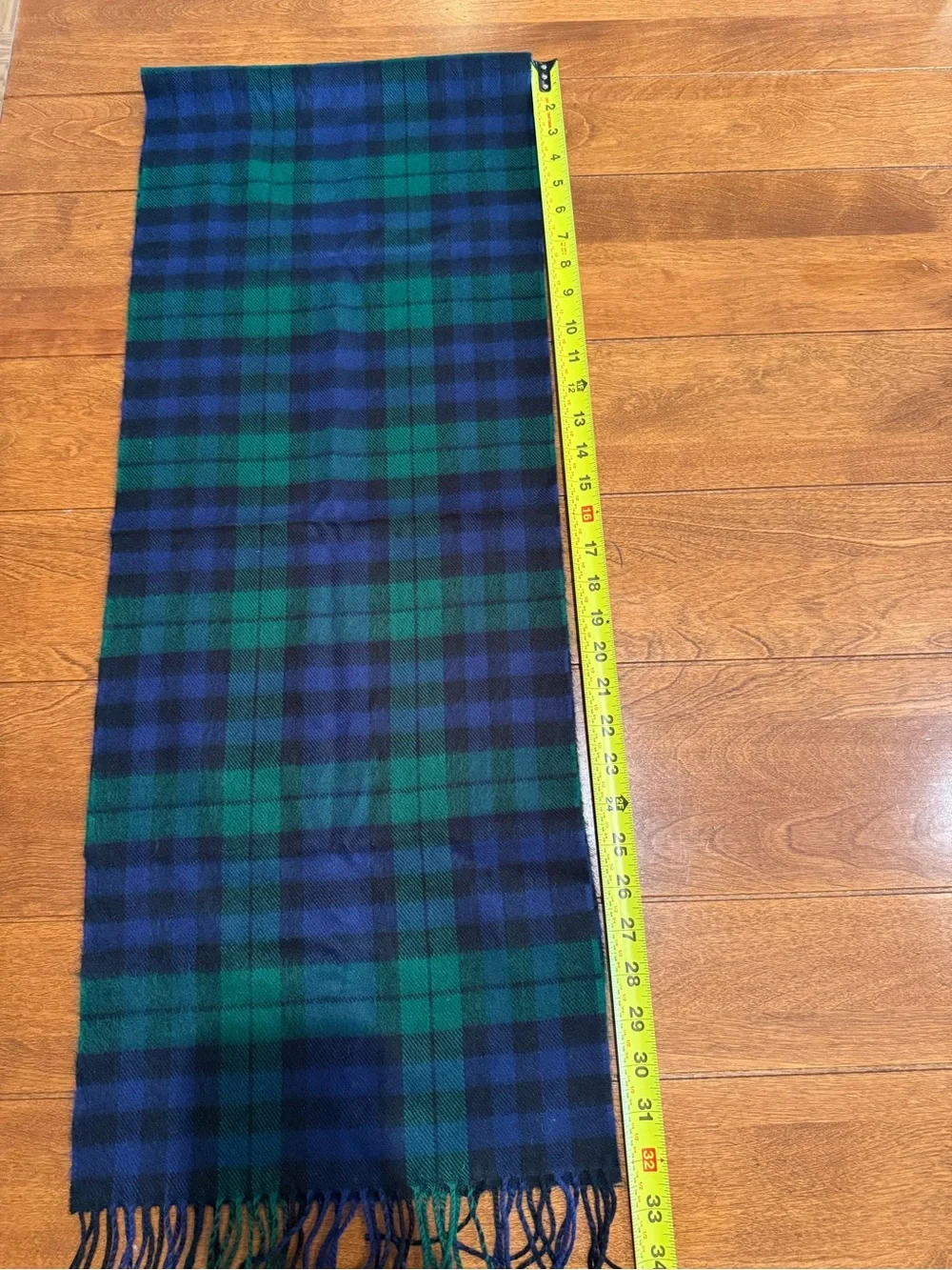 Vintage 100% Cashmere Black Watch Tartan Scarf – Hand Tailored, Made in Germany