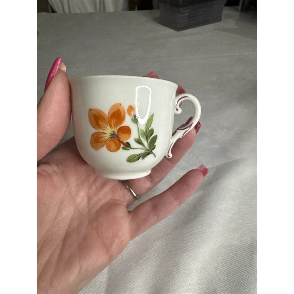Porcelain Tea Cup Nymphenburg With‎ Flowers Small Vintage Rare