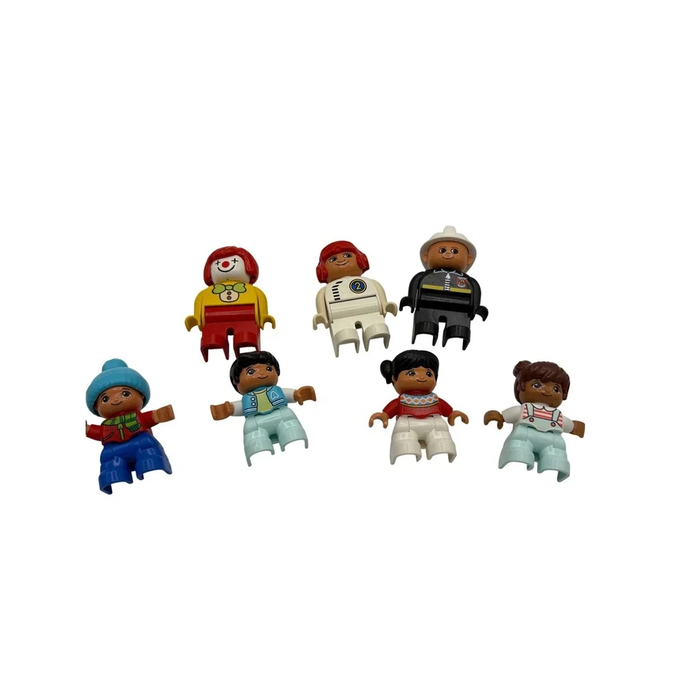 Lego Duplo‎ Minifigure Lot of 7 Firefighter Clown Race Car Driver Kids Figures