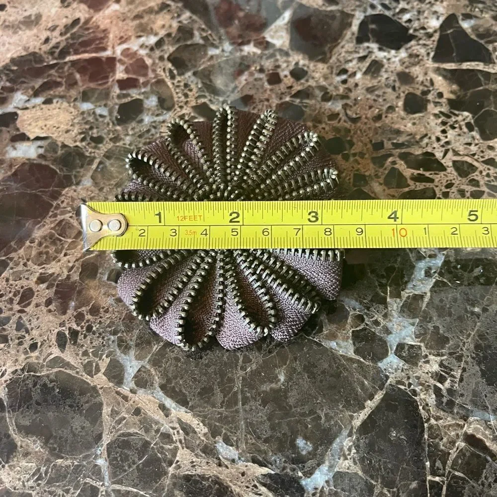 LEATHER FLOWER Zipper Brooch!