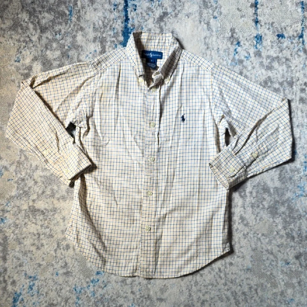 Ralph Lauren Youth‎ 6 Plaid Long Sleeve Button Down Shirt Navy Yellow