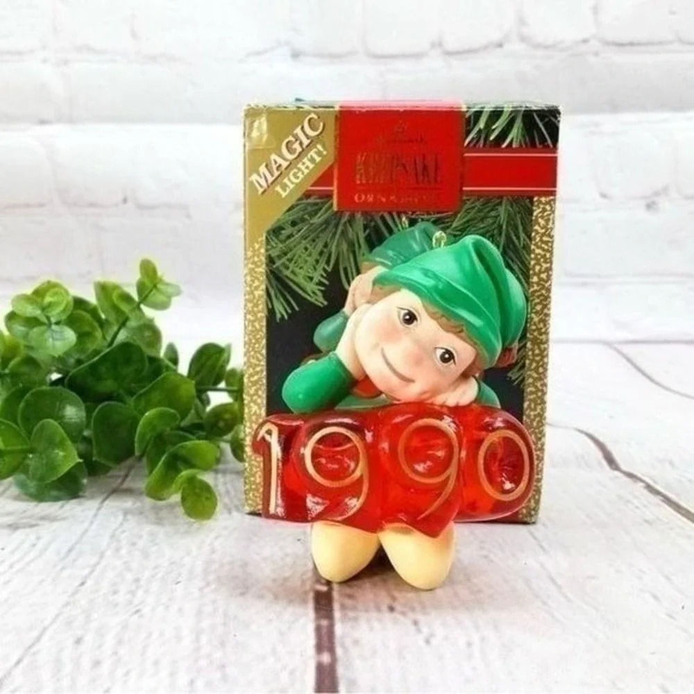 Hallmark Keepsake 1990 Elf of the Year Light Up Ornament, Vintage, Christmas NIB