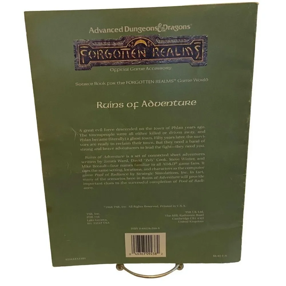 AD&D Advanced Dungeons & Dragons Forgotten Realms Ruins Of Adventure 1988 TSR