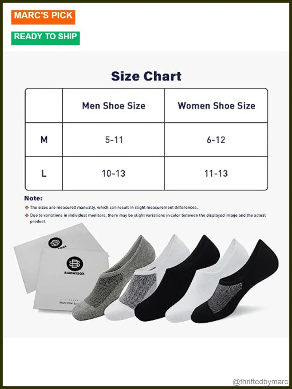 No Show Socks 6 Pack Men Invisible Low Cut Non Slip Silicone Grip Breathable