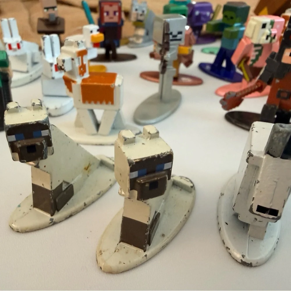 Mojang Minecraft Mini Metal Figures Jada Toys Inc. Lot Of 27 Used People Animals