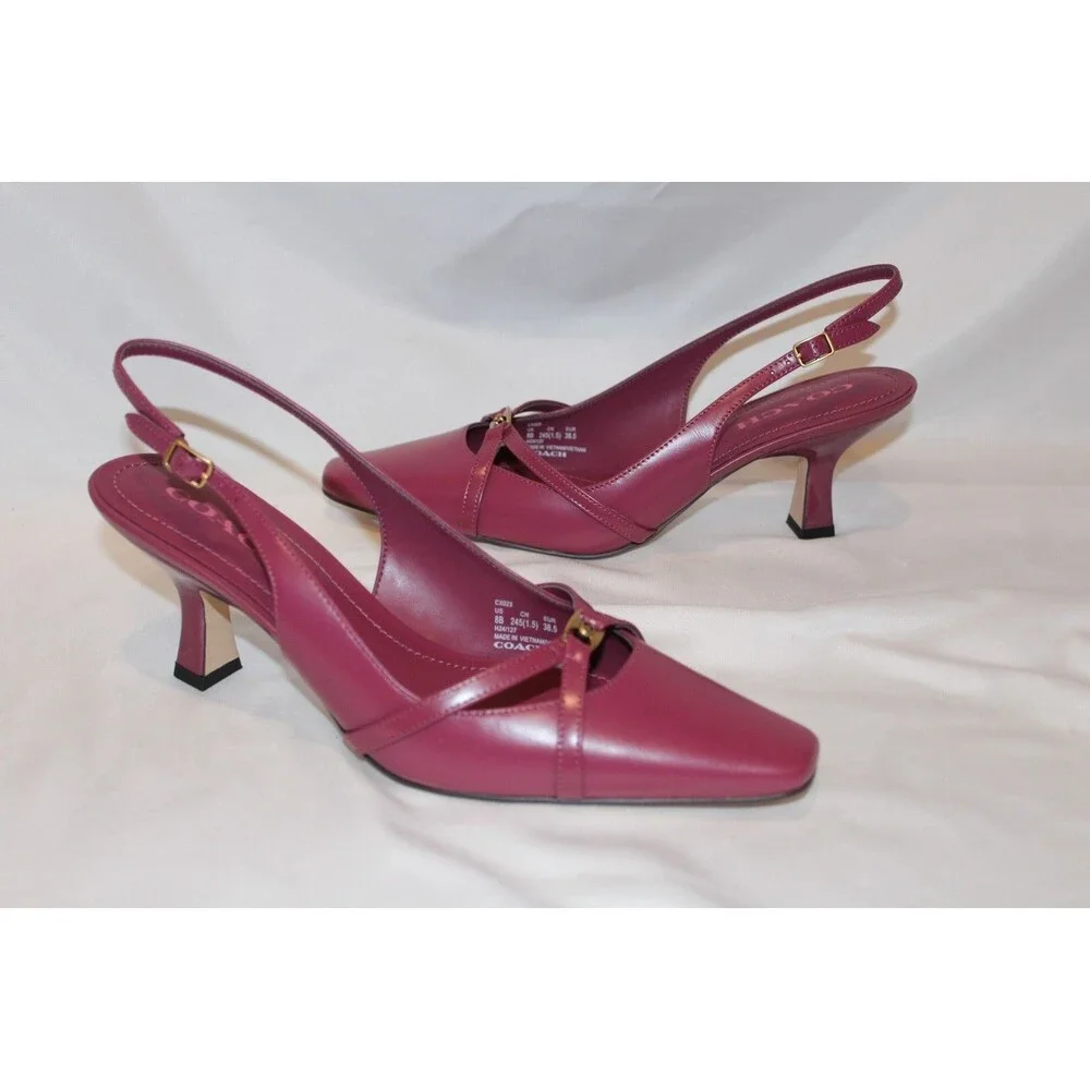 Coach Women’s‎ Rowyn Leather Slingback Heeled Sandals Pink