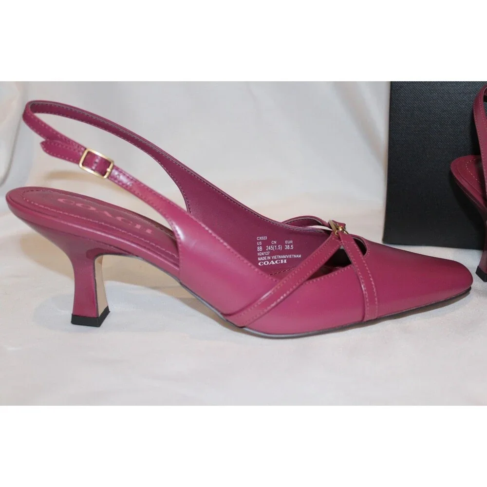Coach Women’s‎ Rowyn Leather Slingback Heeled Sandals Pink
