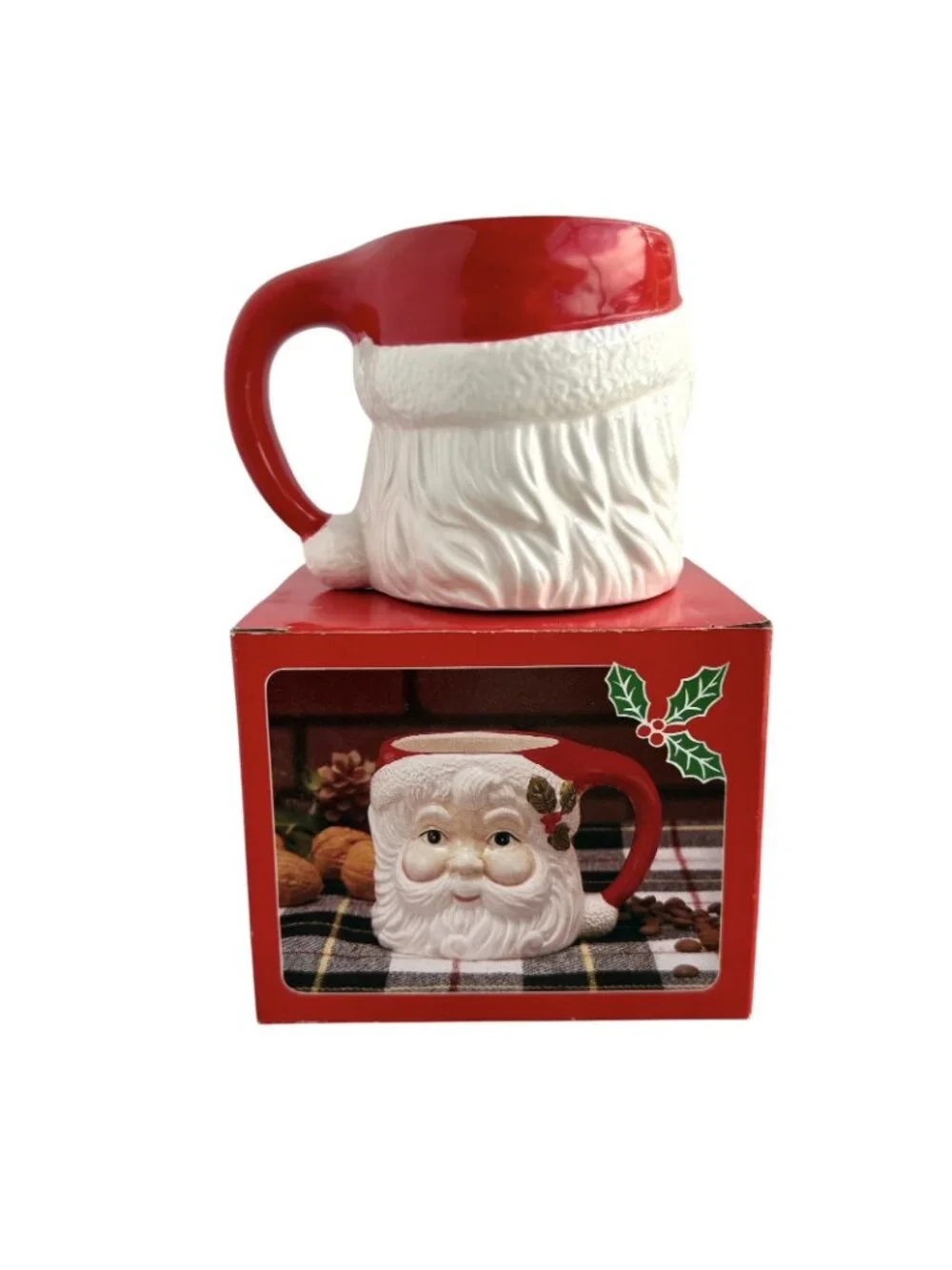 Vintage Santa Face Mug Cup Ceramic w/ Original Box Taiwan 16-4133