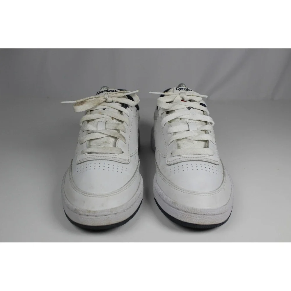 Reebok Club C 85 Mens White Navy Blue Leather Sneakers AR0457 Size 7.5
