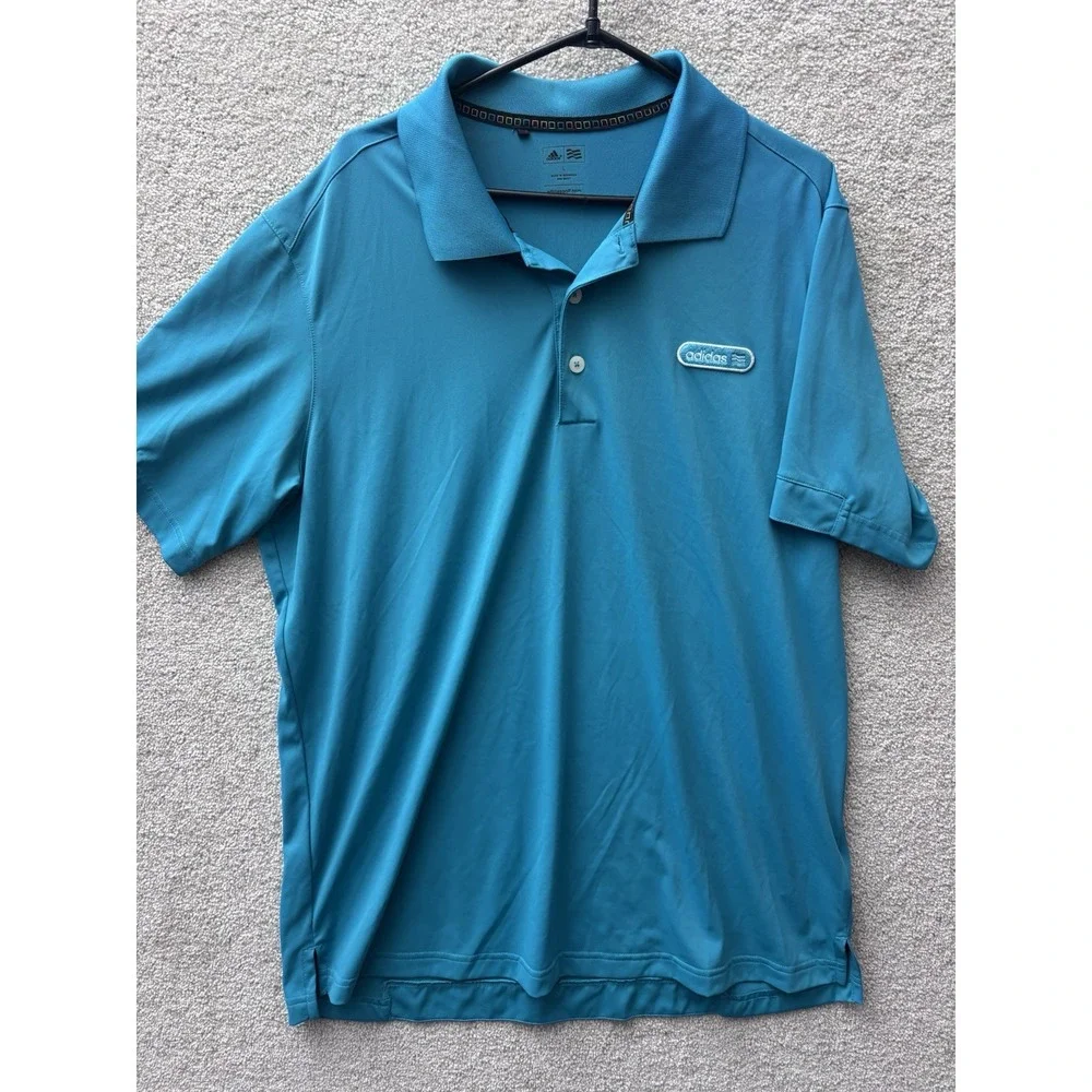 Adidas Golf Polo Shirt Mens Large Blue Short Sleeve Performance Golf‎ Preppy