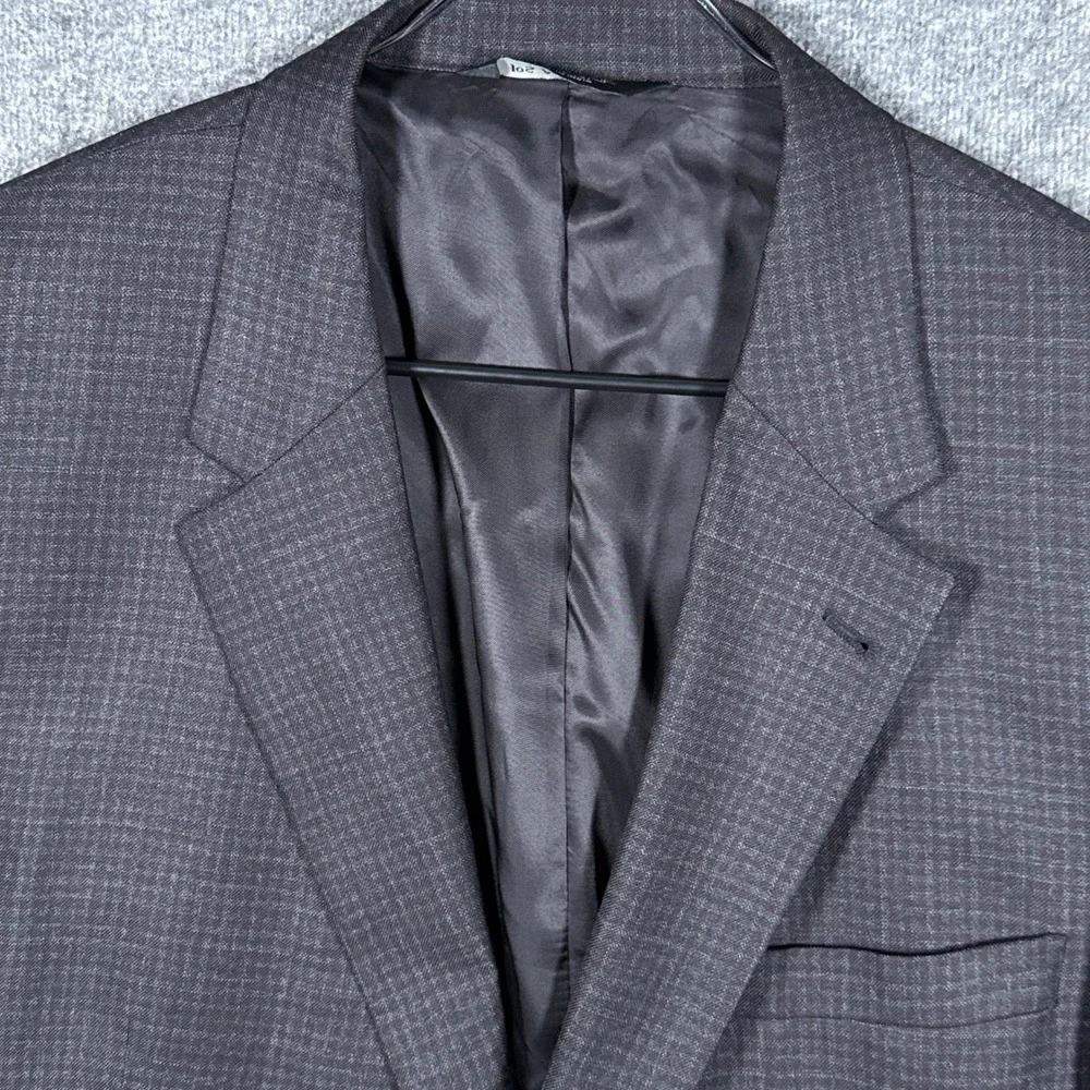 Jos A Bank Blazer Mens 46L Grey Silk Wool Signature Collection‎ Plaid Sport Coat