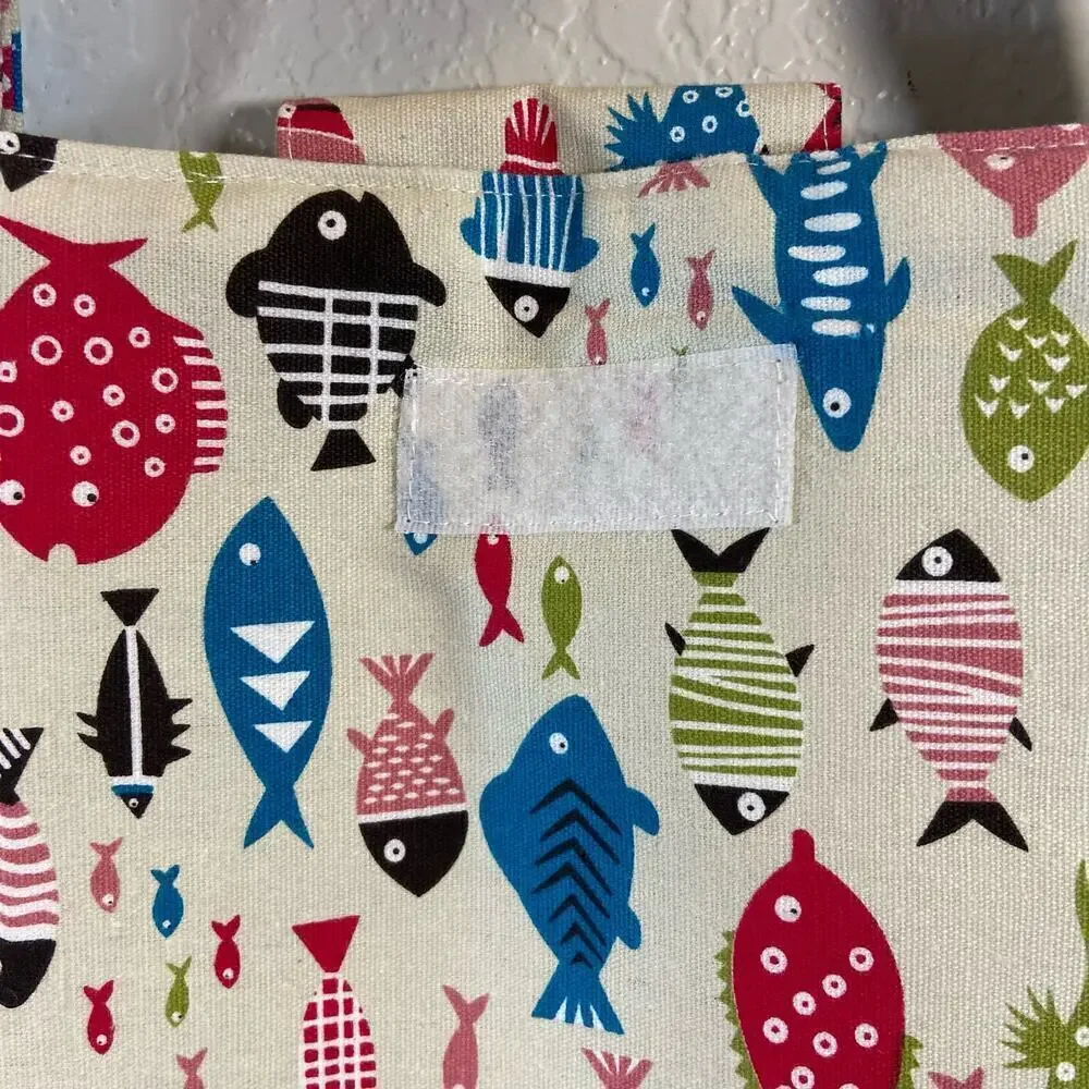 HANDMADE Notebook Tablet Bible Stationary Case Fish & Cats Textile Design