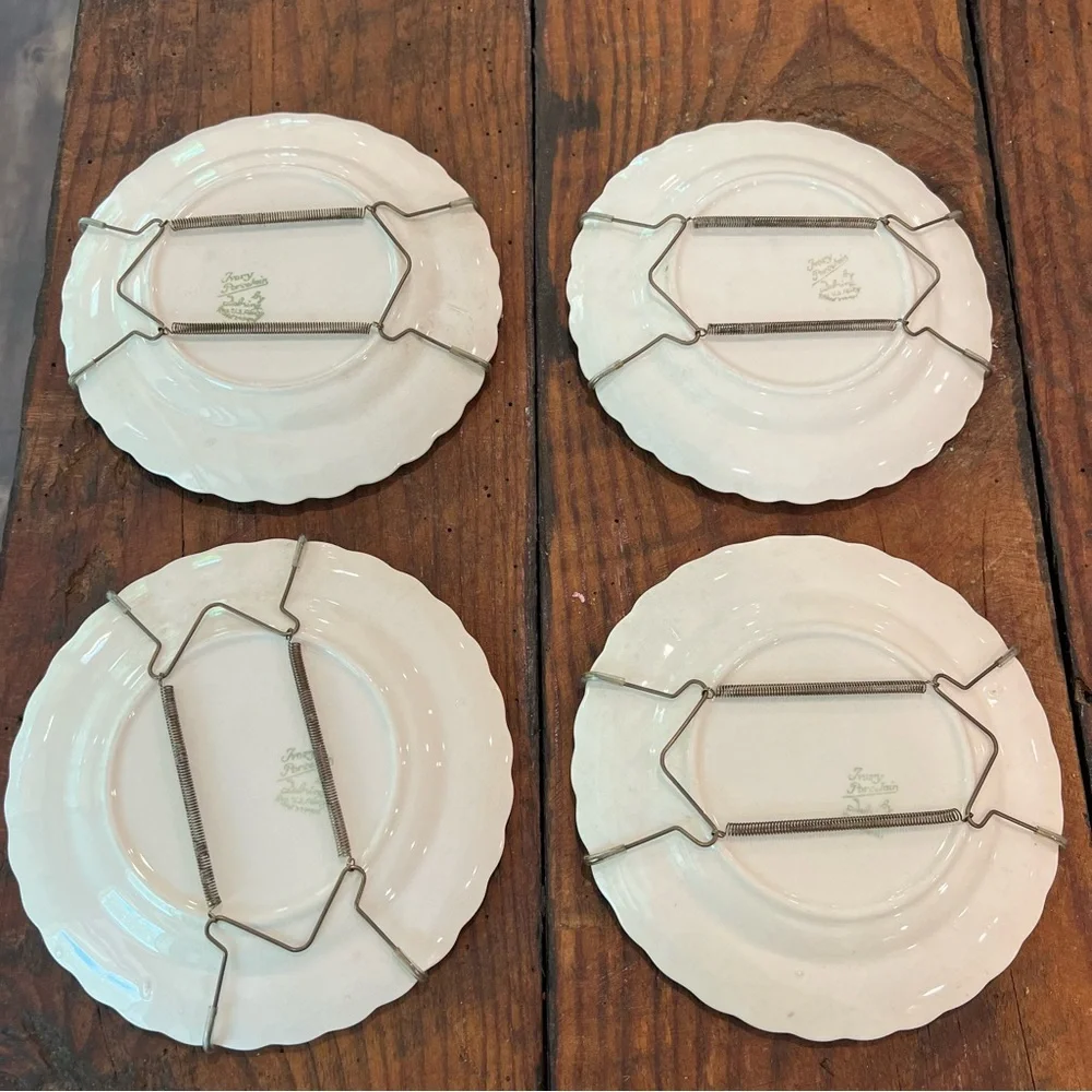 Floral Ceramic Dessert Plates Set of four decor hanging braces Sebring Porcelain