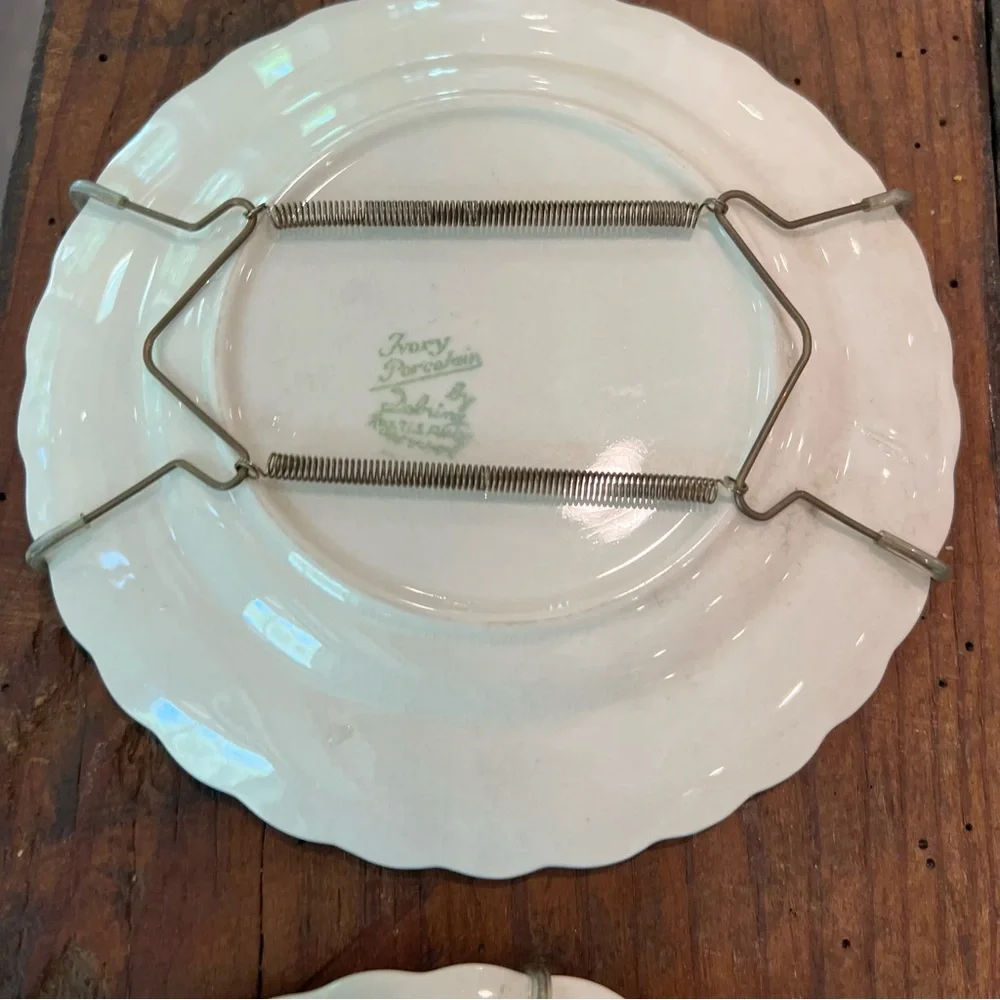 Floral Ceramic Dessert Plates Set of four decor hanging braces Sebring Porcelain