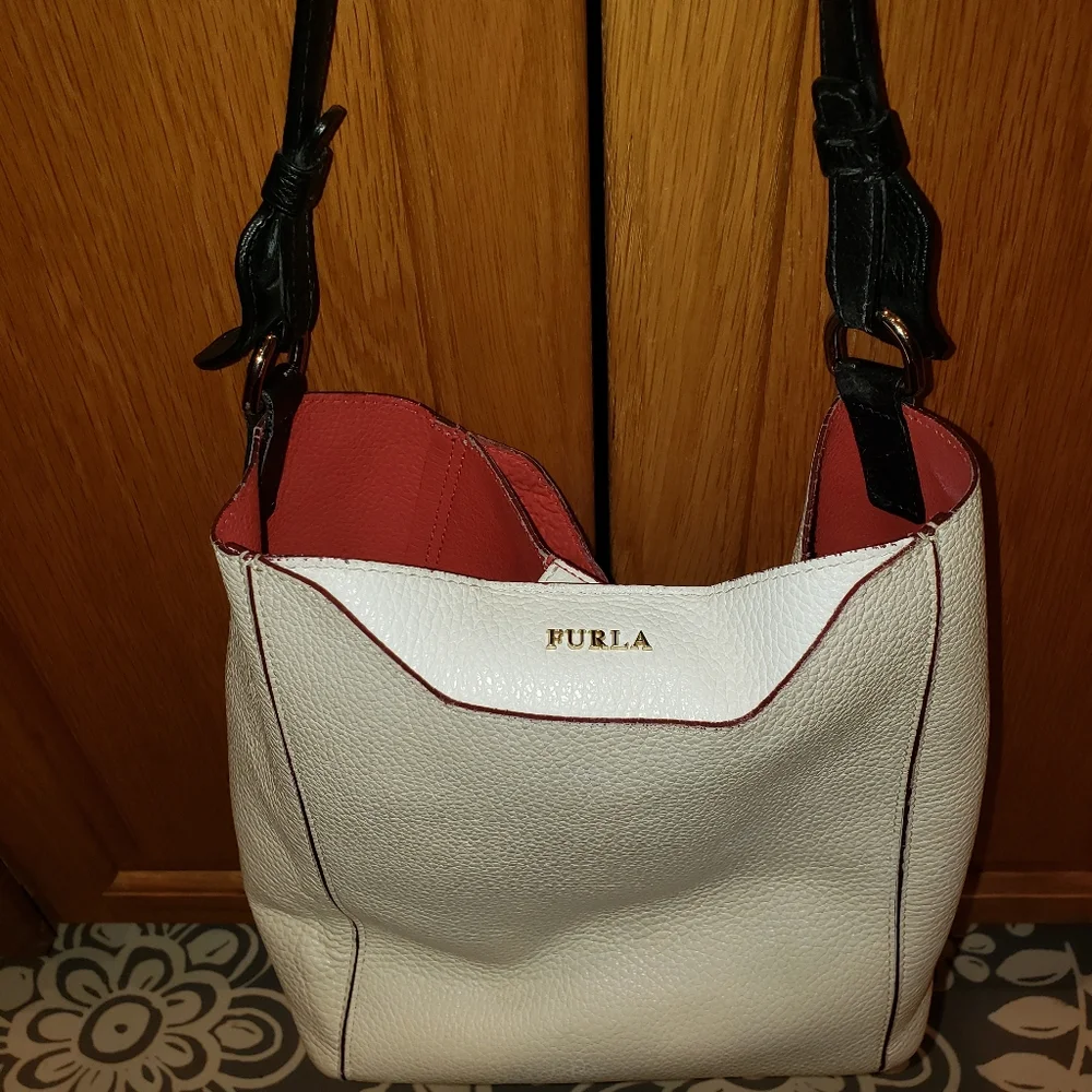 Furla white pebbled