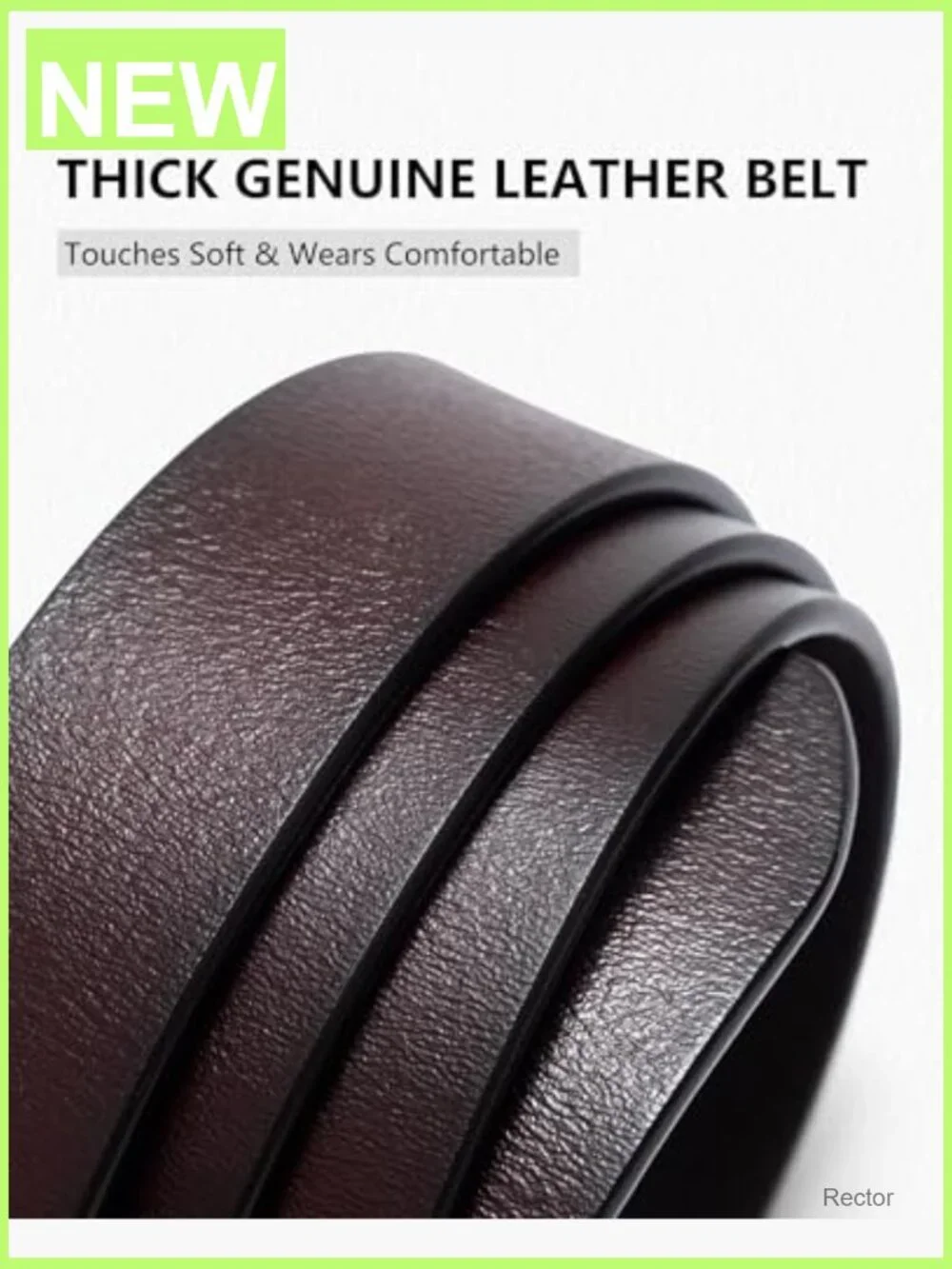 Genuine Leather Belt with Gold Square Buckle, 1.1 inch Wide, Fashion Waist Belt