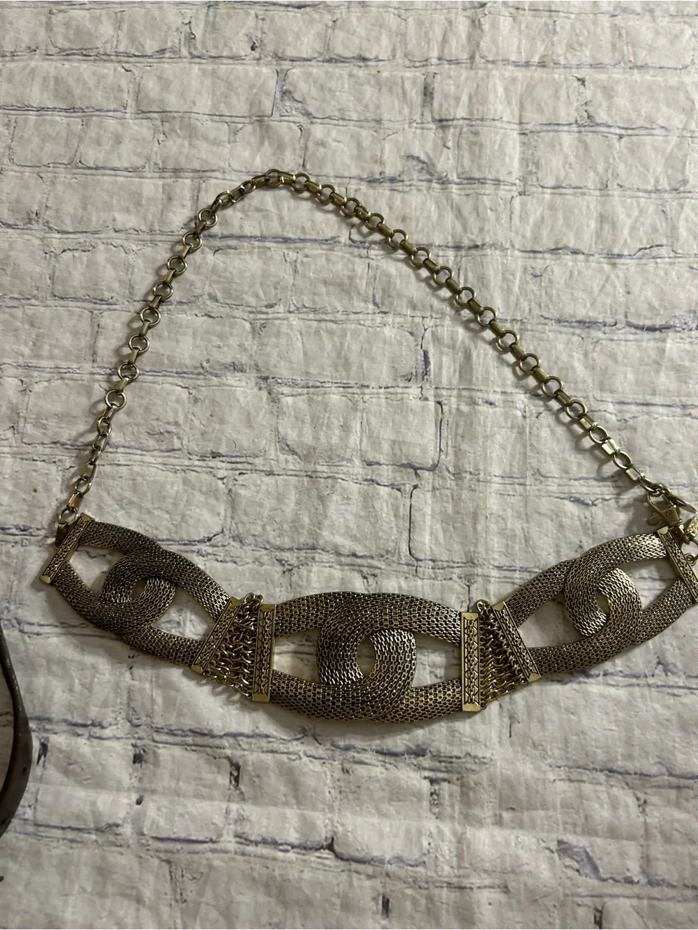 CHICO’S (2) UNIQUE STYLES GOLD CHAIN EMBELLISHED AND BROWN LEATHER BELTS
