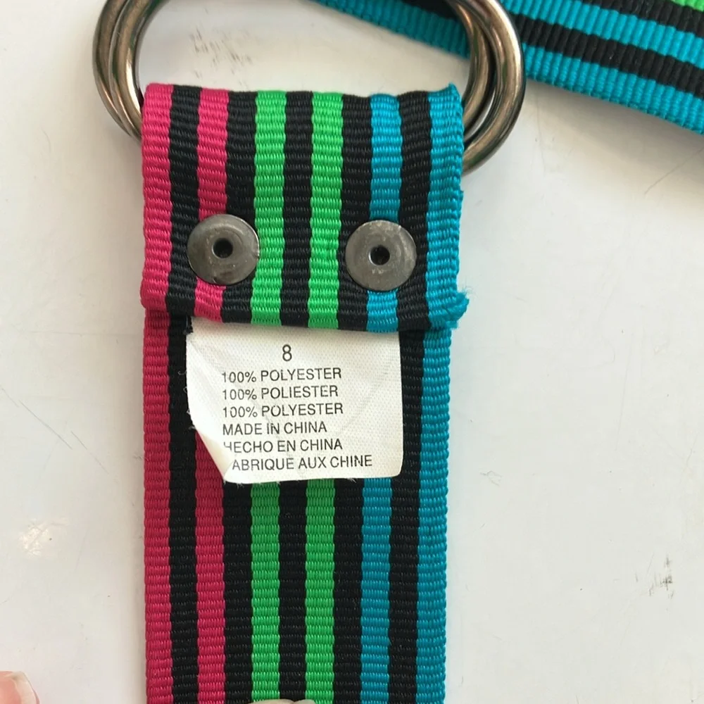 Colorful Striped slide belt size 8 black pink green blue