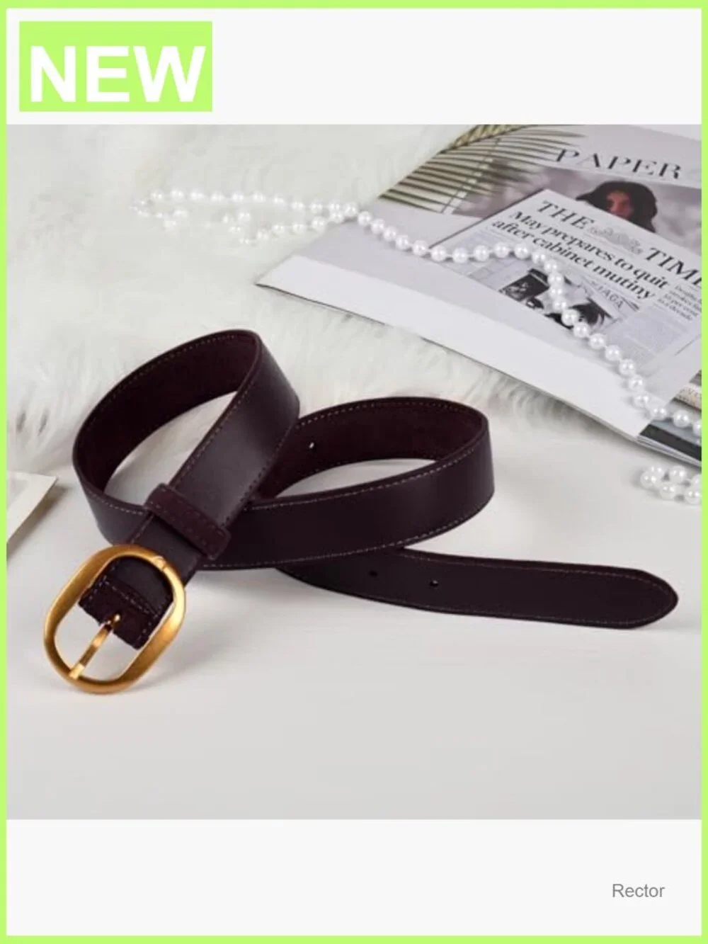 Suede Leather Waist Belt with Gold Buckle for Dresses Jeans