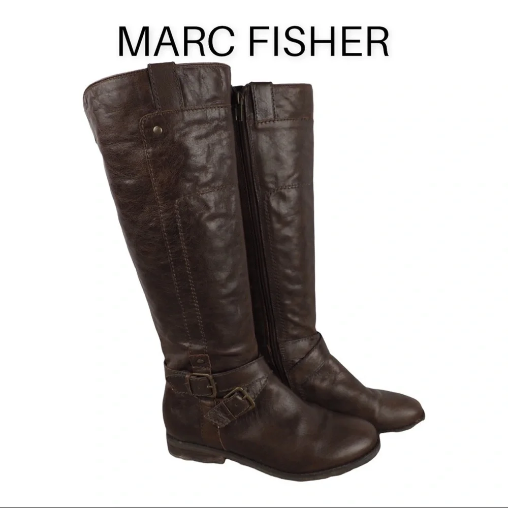 Marc Fisher 6.5 Artful brown leather riding boots