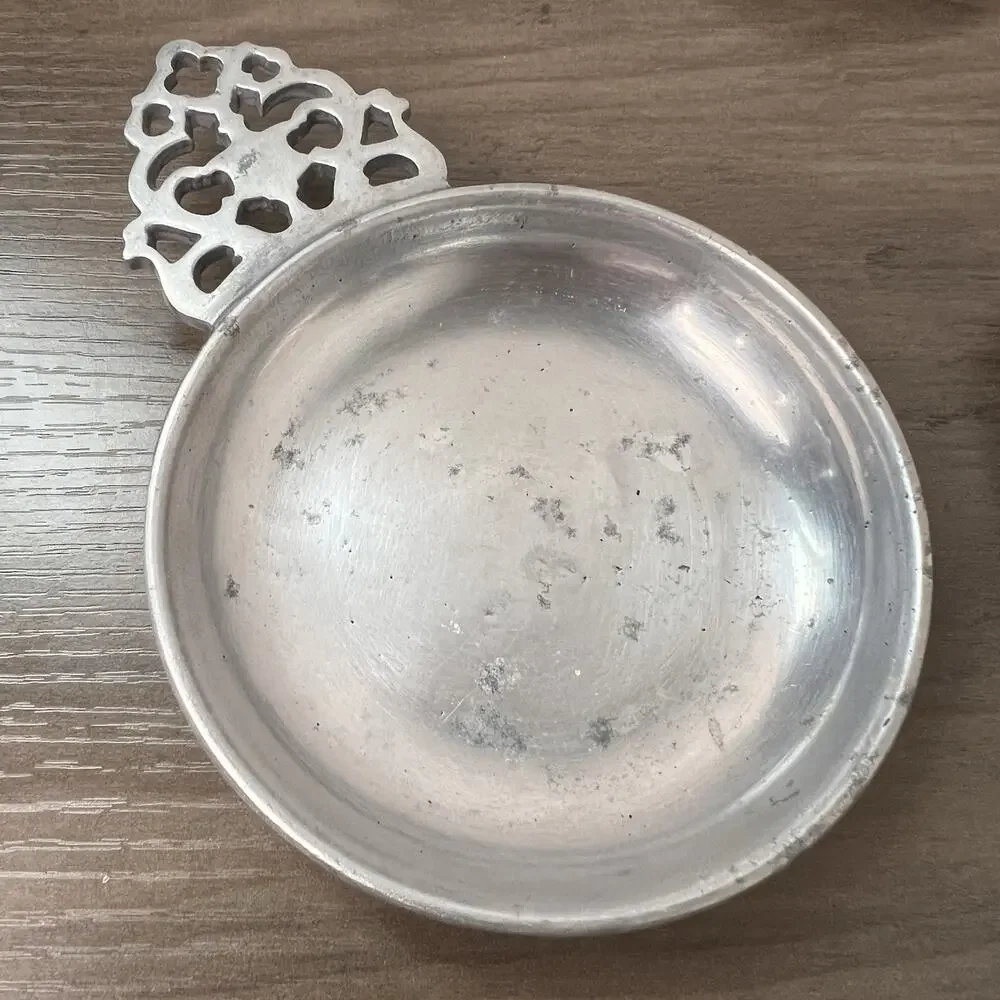Stede Vintage Pewter Porridge Porringer tastevins Bowl Horse Head Mark Set 4