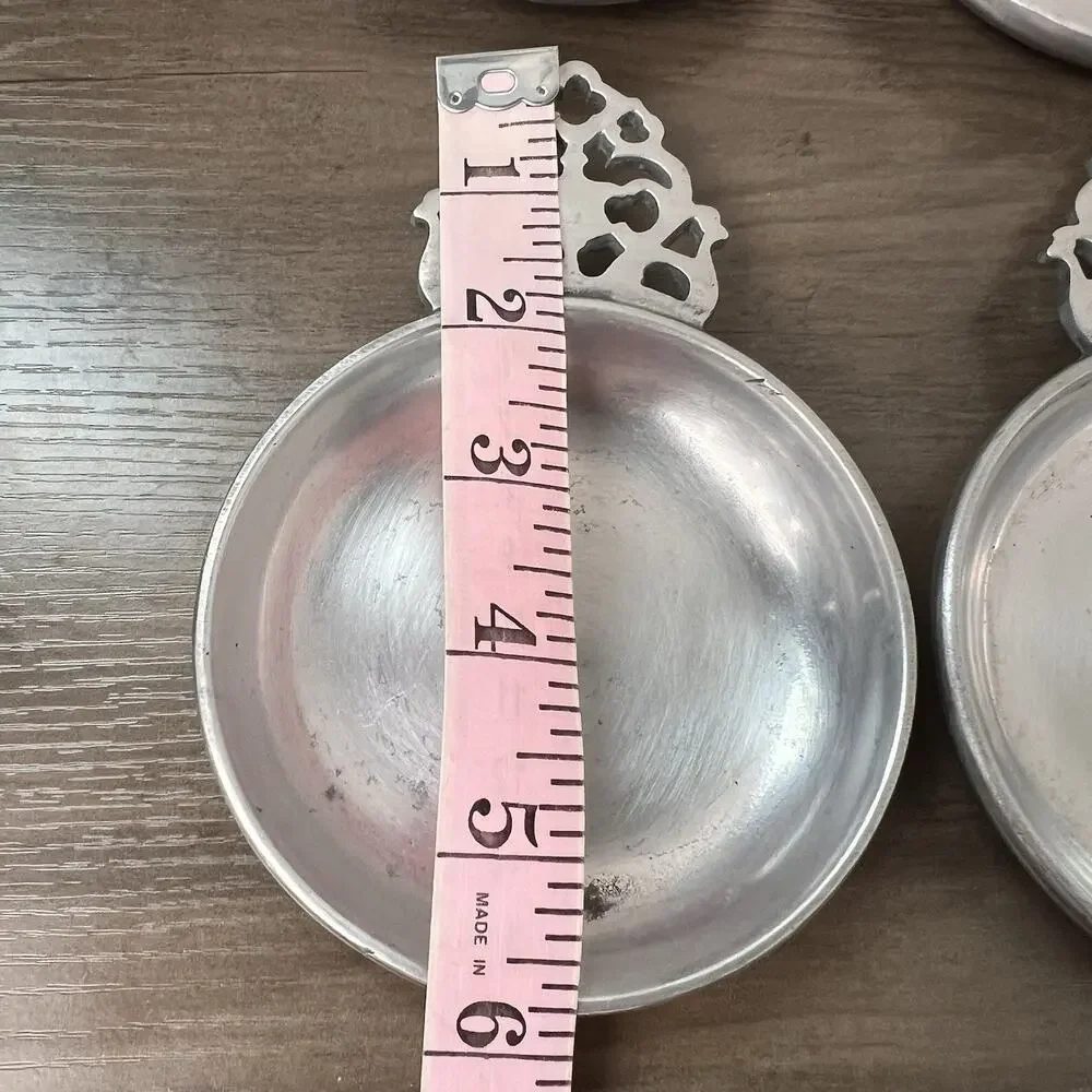 Stede Vintage Pewter Porridge Porringer tastevins Bowl Horse Head Mark Set 4