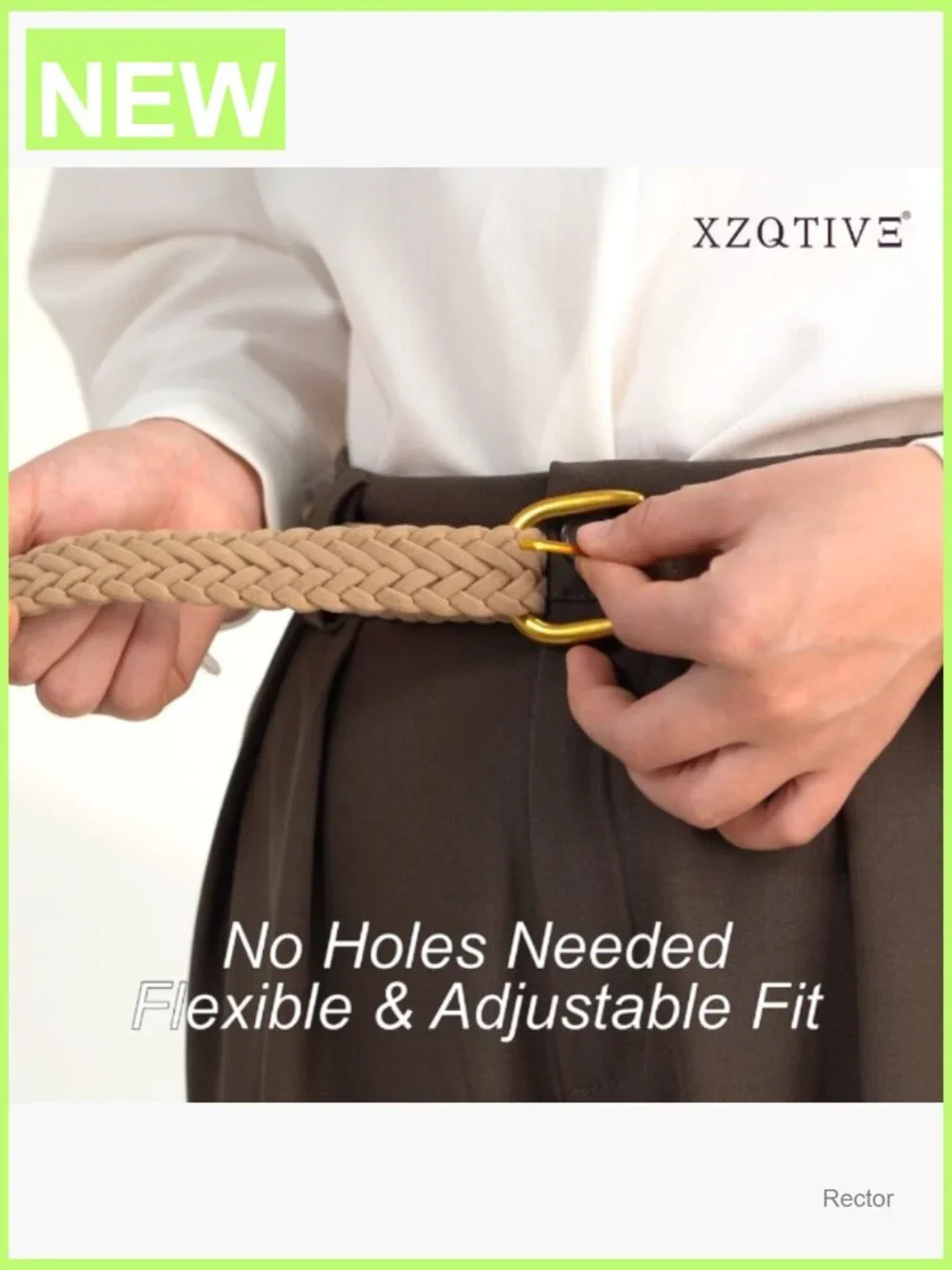 Braided Suede Belt – Adjustable Woven Waist Belt with Gold Buckle
