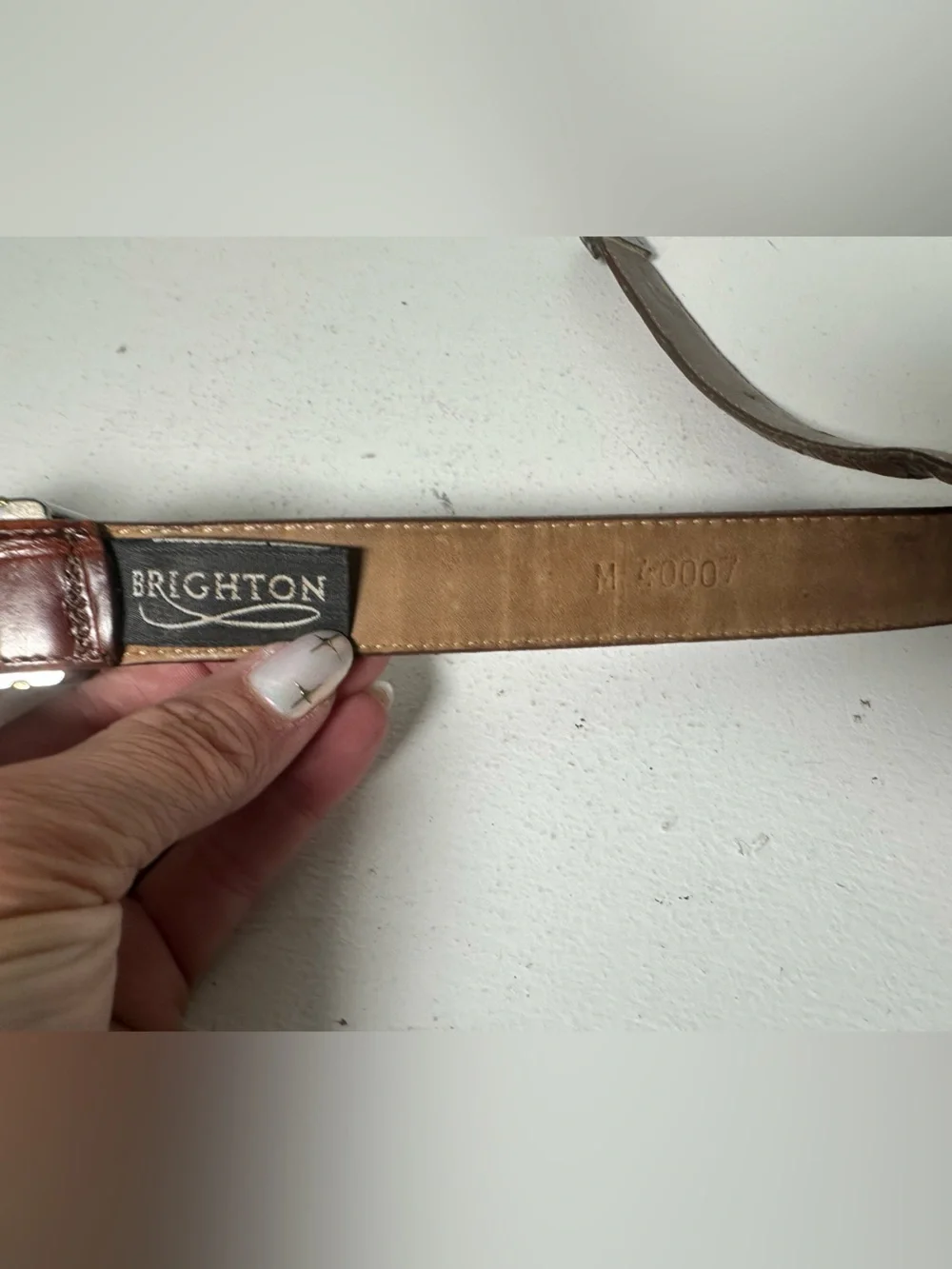 Brighton Women’s Medium Leather Belt USA Made Brown Croc Embossed Silver Buckle