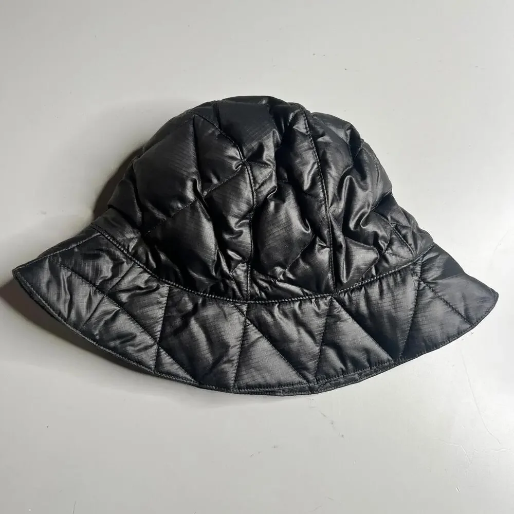 Eddie Bauer Black Quilted Puffer Bucket Hat Size S/M Insulated‎ Winter Outdoor