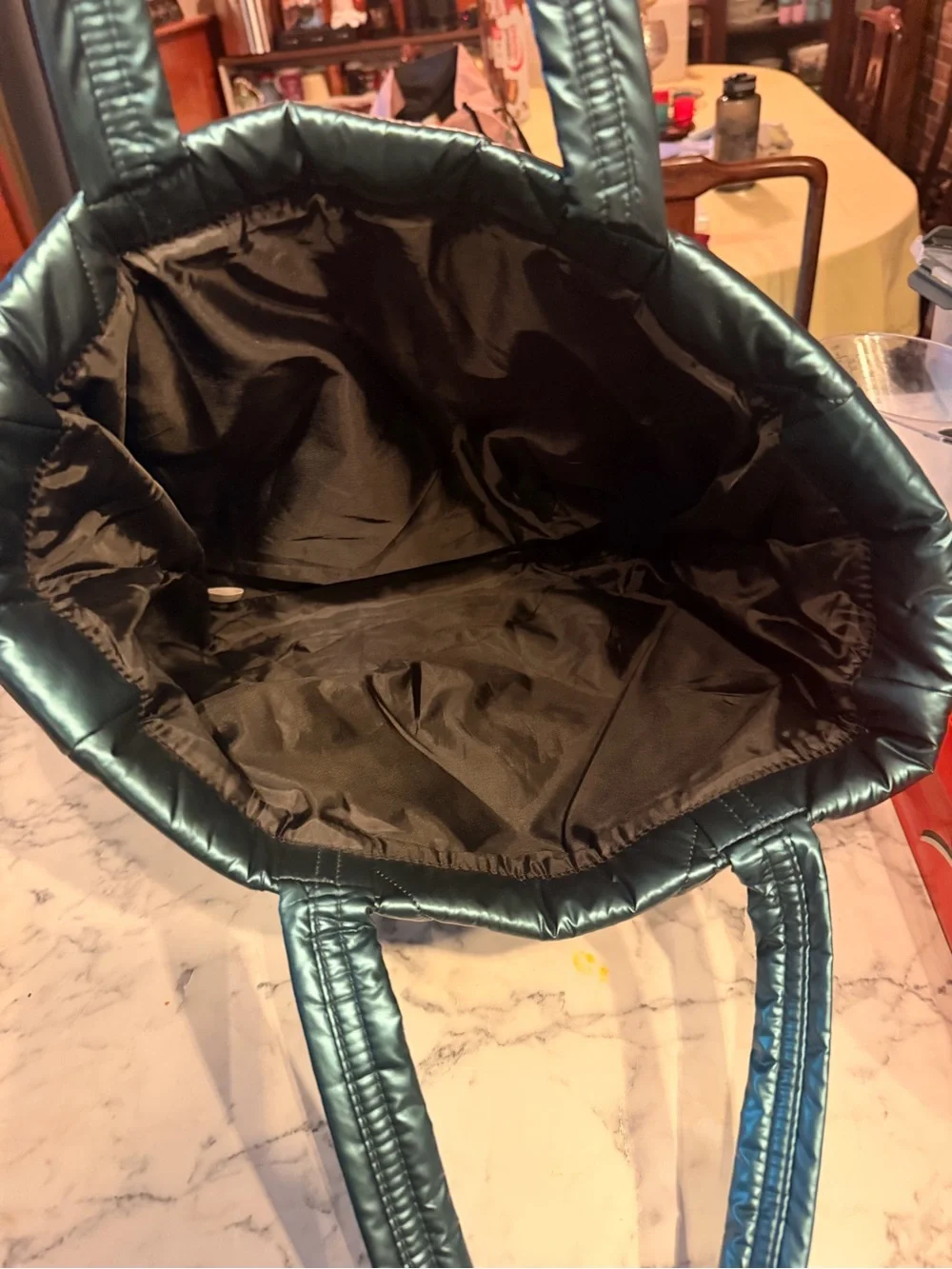 Victoria's Secret Metallic Teal Quilted Diamond Tote