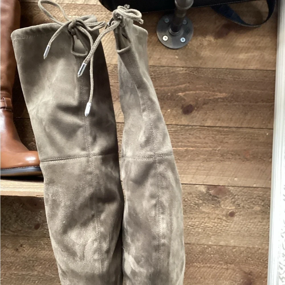 Marc Fisher Suede Over-the-Knee Boots Taupe Gray Women’s 8.5