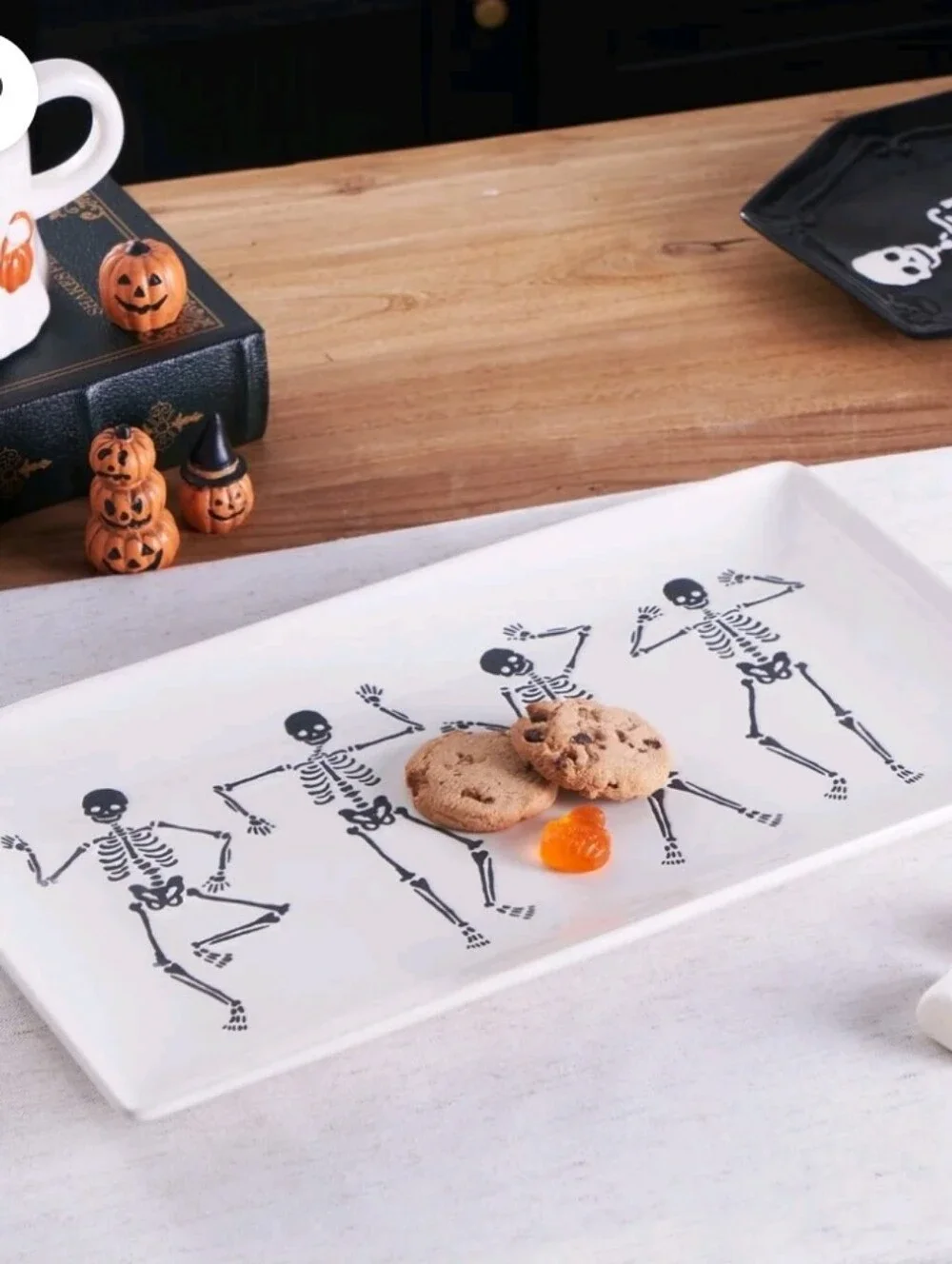Skeleton Dancing Stoneware Tray
