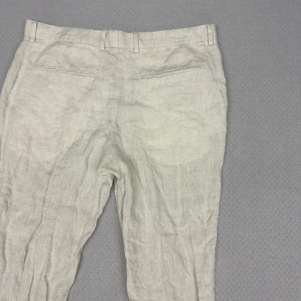H&M Linen Pants Mens 36x27 White Slim Fit Breathable Preppy Summer Coastal
