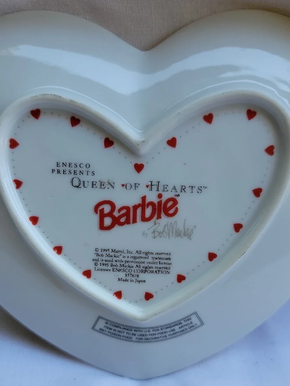 Vintage Barbie Queen of Hearts Heart Plate — Red & Black - Bob Mackie