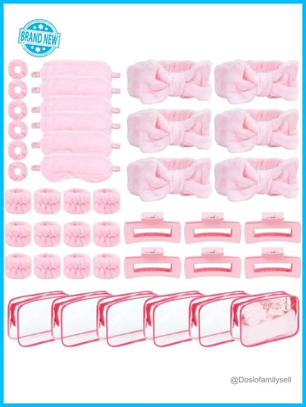 42-Piece Spa Party Favors Set with Headbands, Eye Masks, Claw Clips, Cosmetic