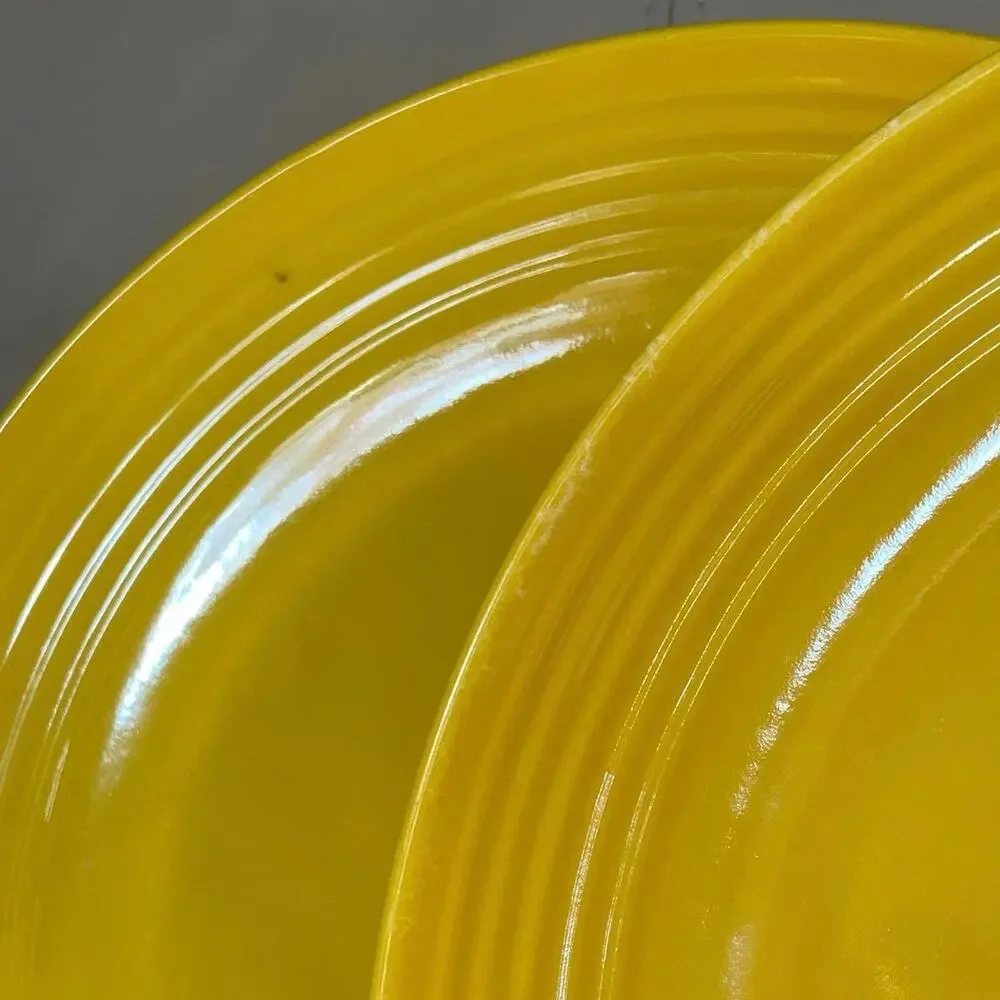 Set of 2 Melange Sunny Yellow 11” Coupe Ribbed Melamine Plates Shatterproof