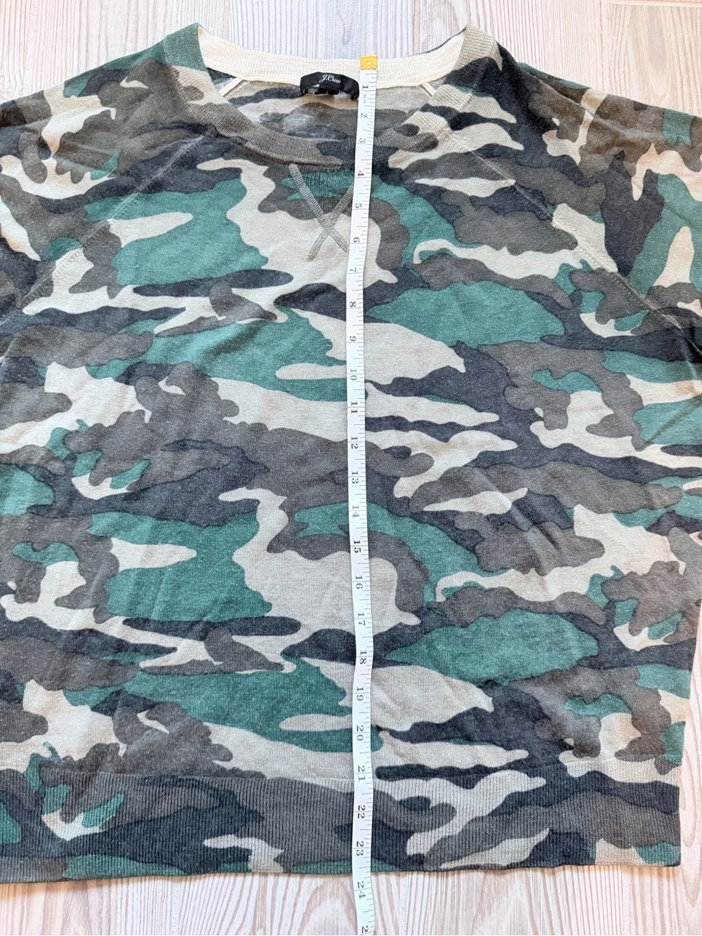 J.Crew Camo Lightweight Sweater Women’s Large Green Crewneck Long Sleeve size L