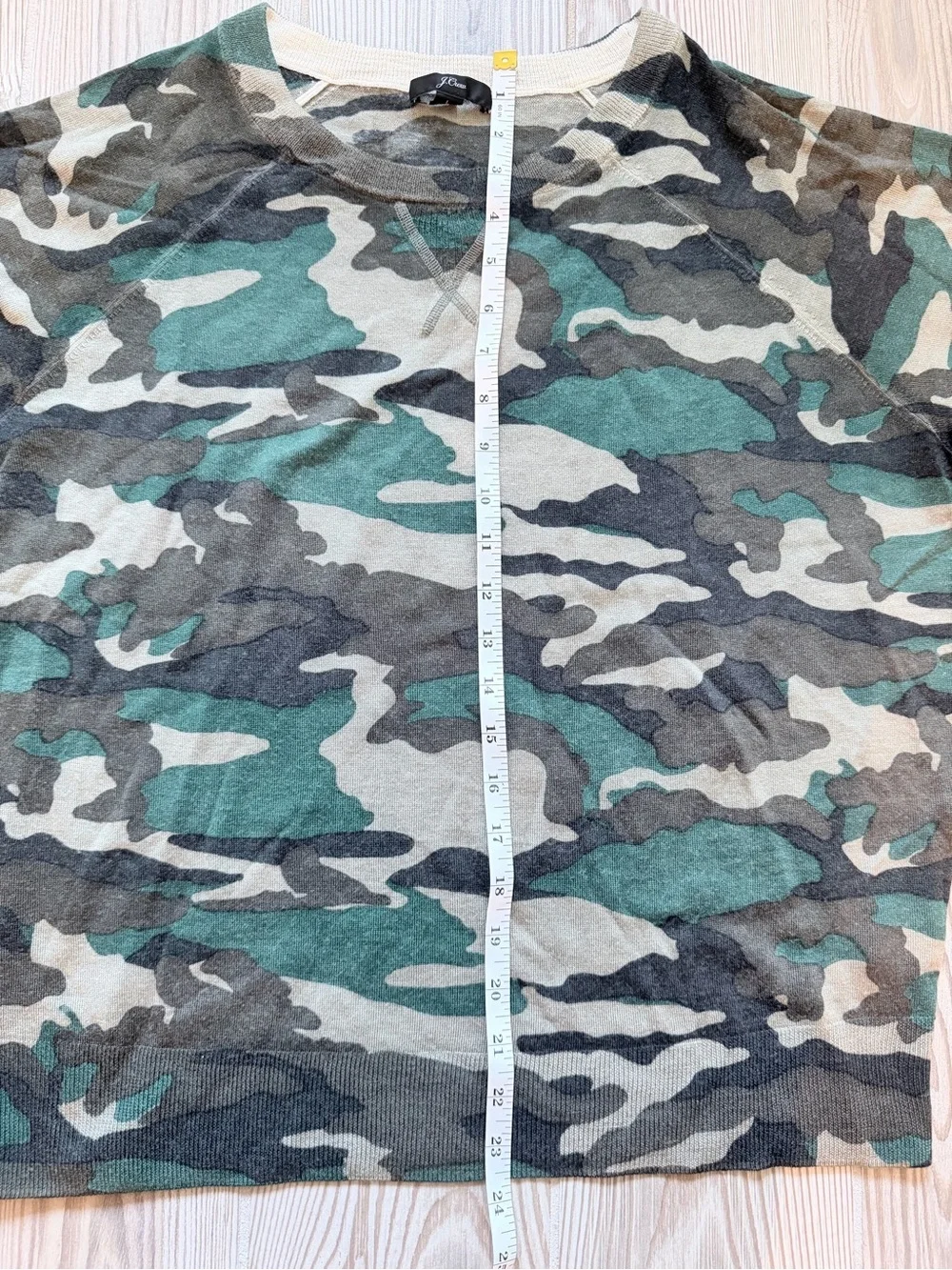 J.Crew Camo Lightweight Sweater Women’s Large Green Crewneck Long Sleeve size L