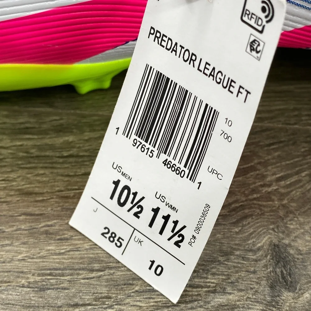 Adidas Predator League FT Soccer Cleats Mens 10.5 White Pink ID1320 FG Boots