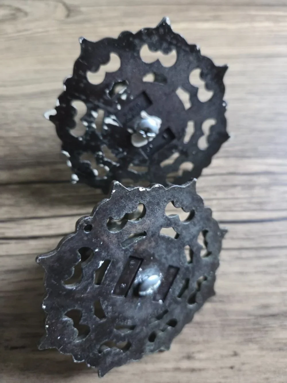 VTG Pair of Brass Finish Cabinet Knobs and Backplates
