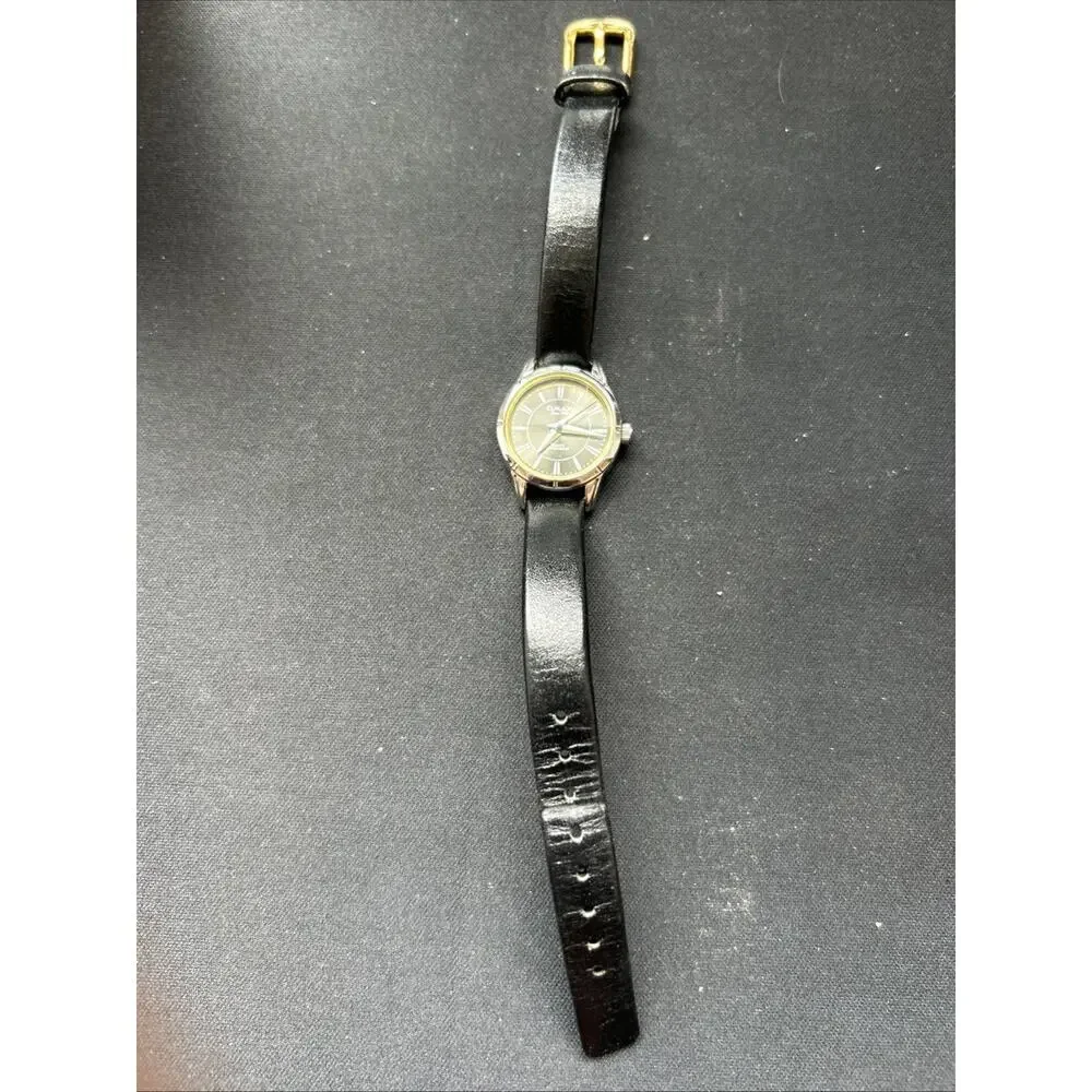 Omax Silver Case Black Band Women’s Quartz Watch