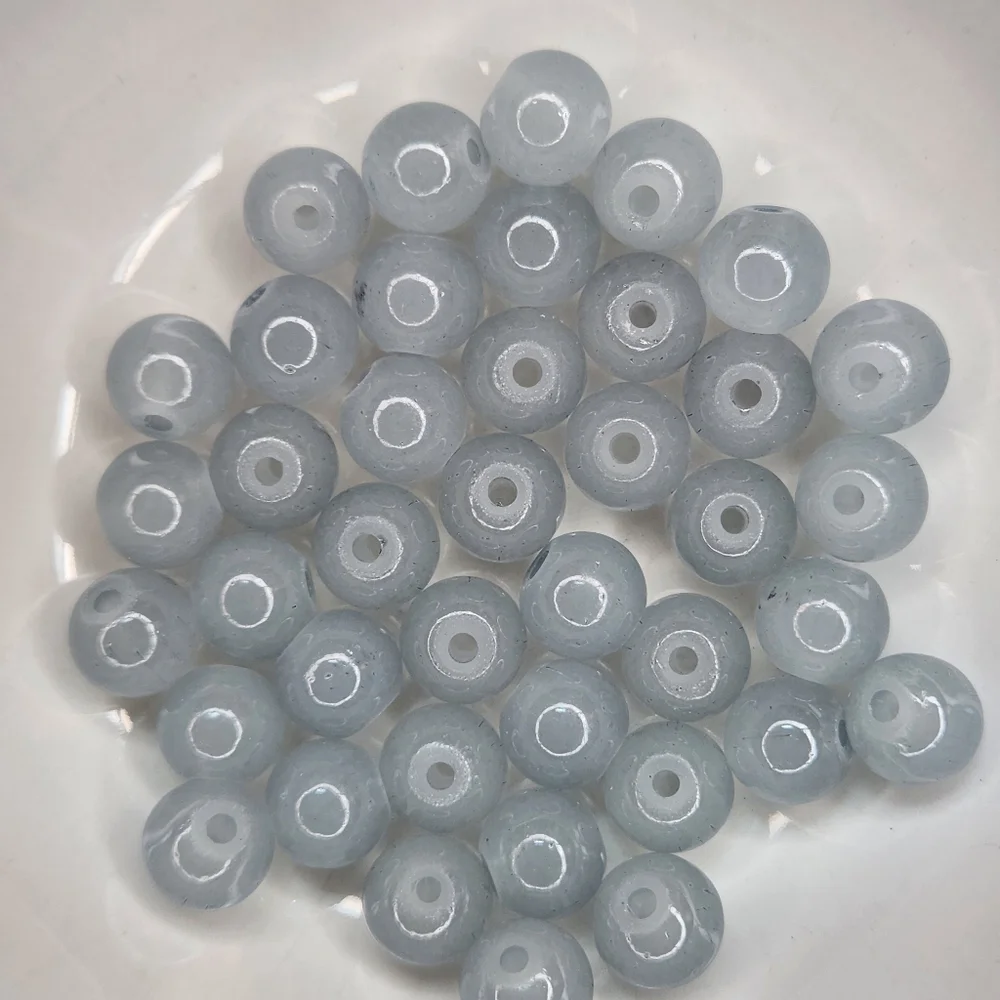 Gray Glass Beads 8mm Round 40 Bead Count #52