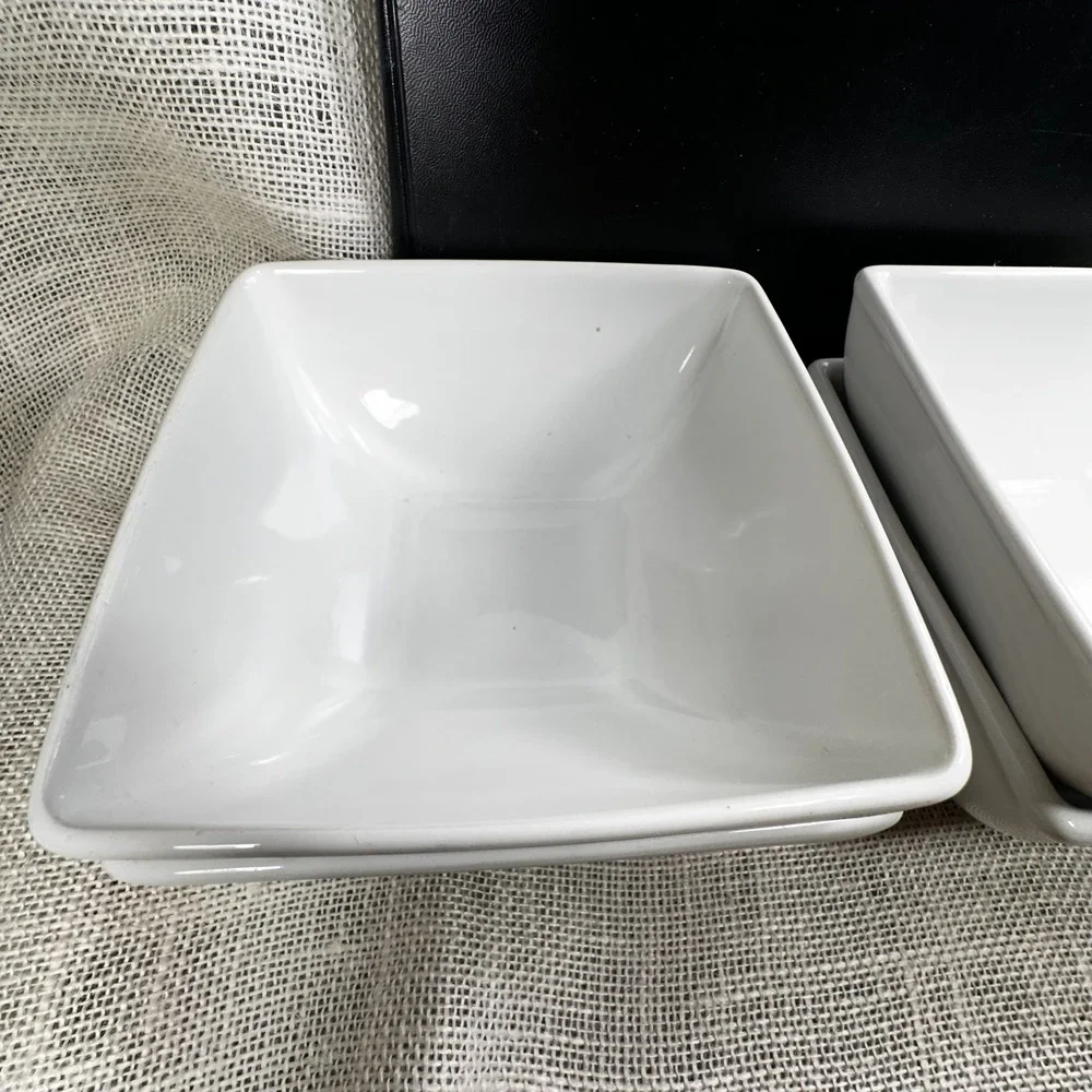 Target Home Threshold White Square Porcelain Cereal Soup Bowls Set of 4 6.25in