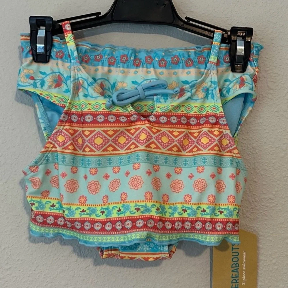 Thereabouts Girls Floral Stripe 2 Piece Bikini Set NWT Size XXS 4/5